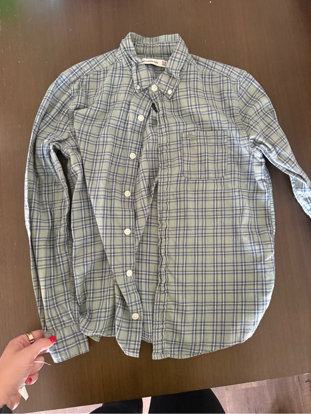 abercrombie kids Green and Blue Plaid Button-Down Shirt